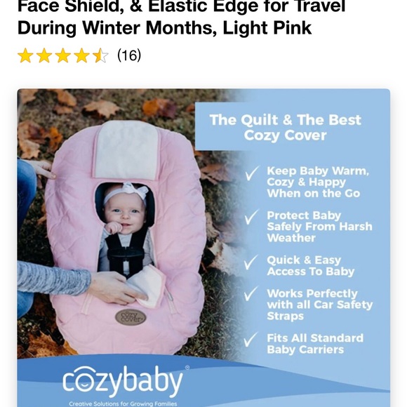 Cozy Cover Quilted Insulated Infant Car seat cover with Dual Zippers, Pink - Picture 8 of 8